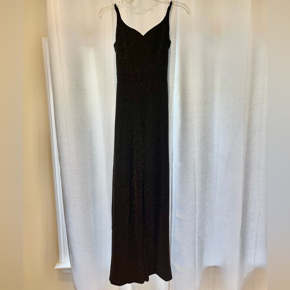 Bailey Blue Small Black Grey Sparkly Glitter Jumpsuit Pantsuit Adjustable Straps